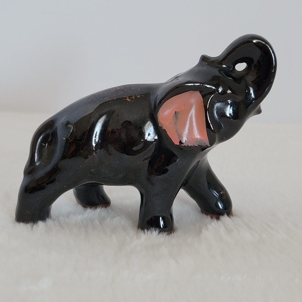 Vintage Hand Painted Red Ware Elephant Figurine